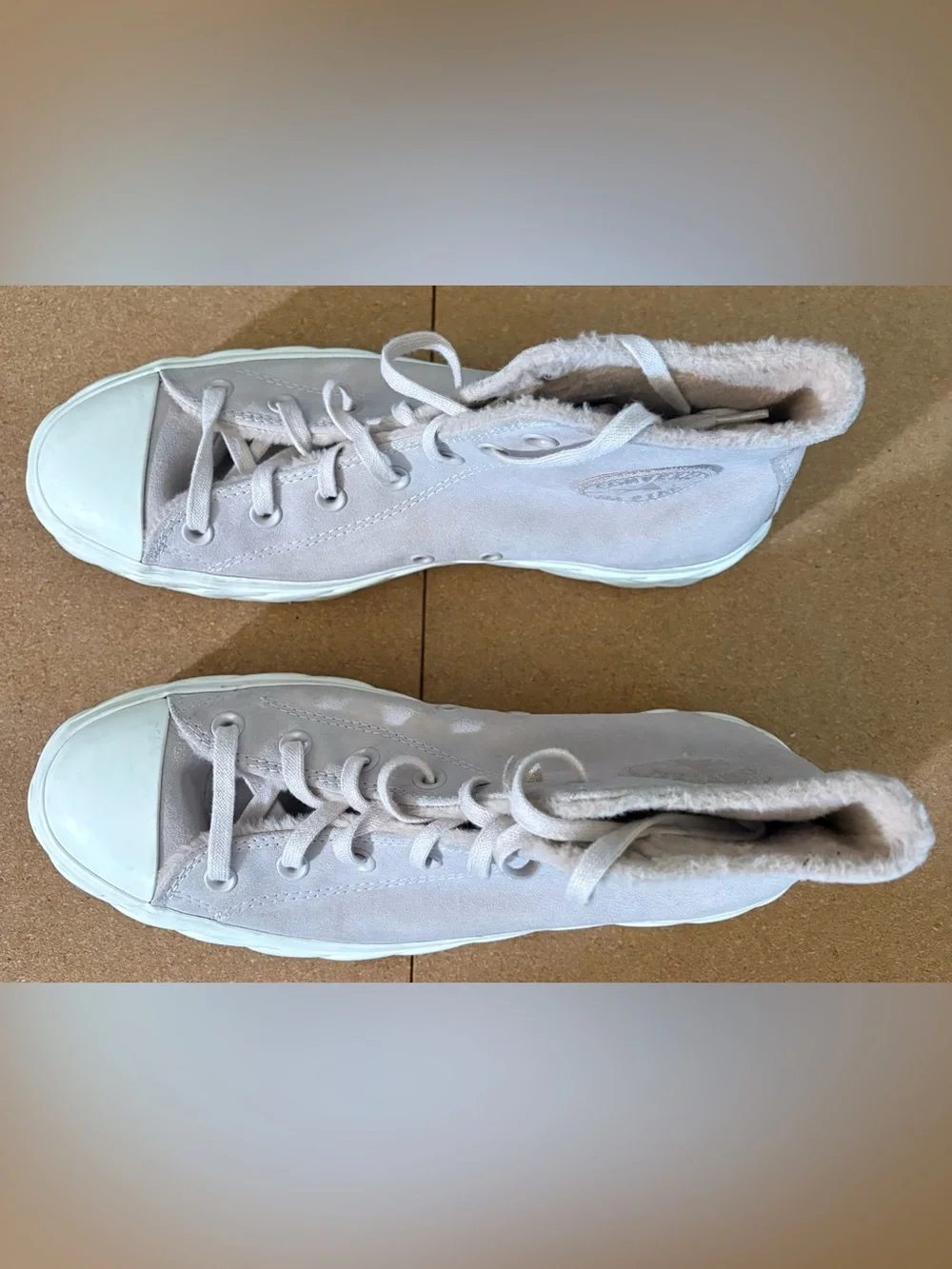 Converse All Star CT Sherpa High-Top Platform Sneakers in Pale Pink Suede